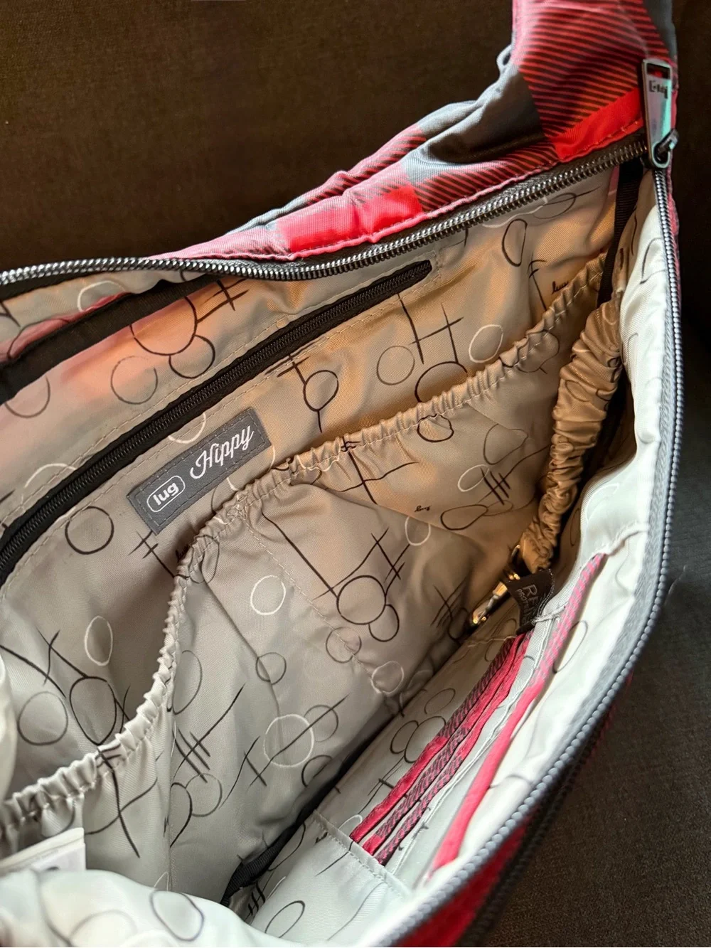 Lug Hippy 2 Crossbody Bag RFID Purse – Buffalo Check Red Black, Gray